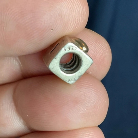 Pandora Retired Cube “I Love You” Threaded Charm marked 925 ALE 14K